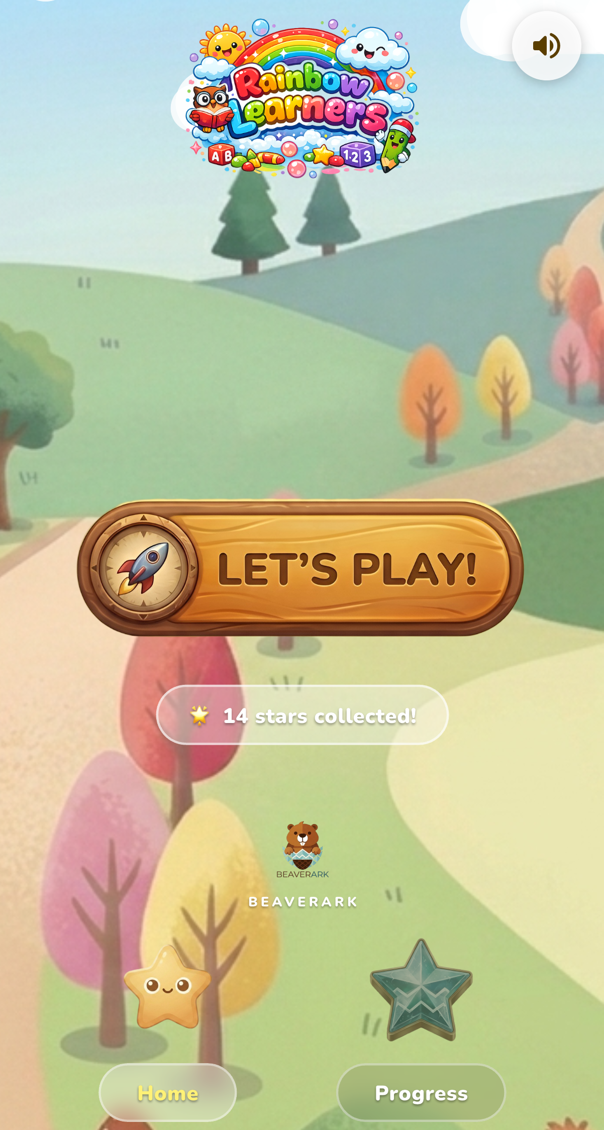 Rainbow Learners home screen